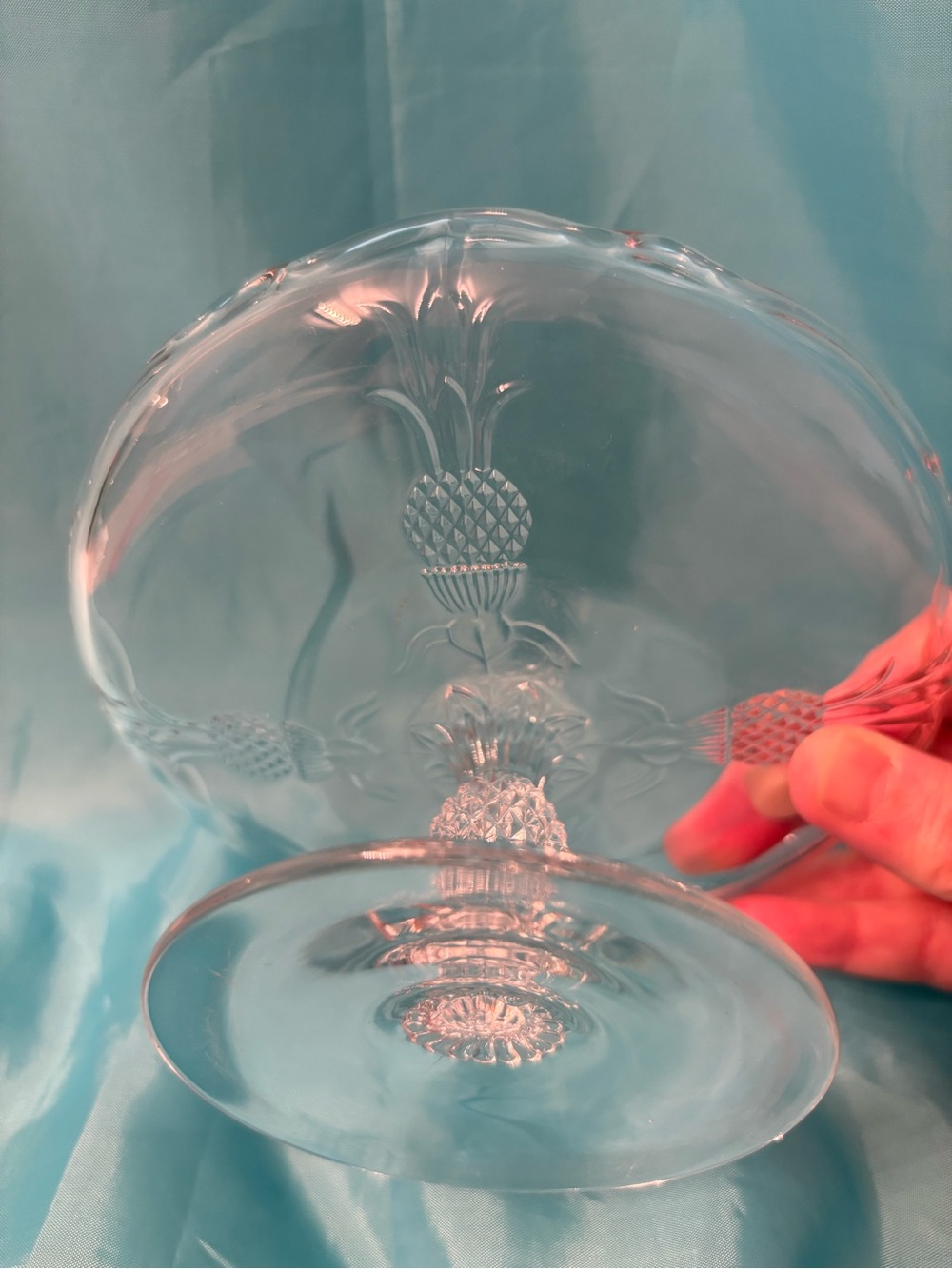 Vintage Clear Glass Pineapple Motif Pedestal Plate - Picture 10 of 10